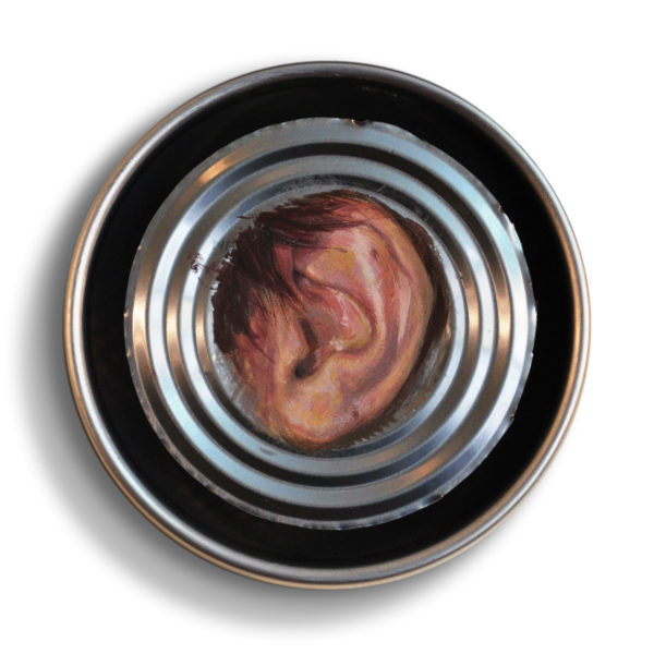 Jared - egg tempera on can lid - 6 inches